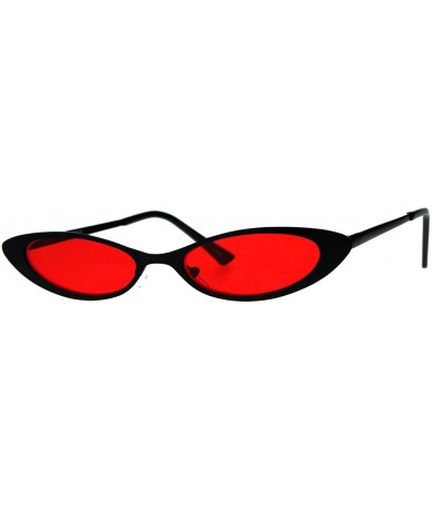 Oval Skinny & Wide Fashion Sunglasses Womens Flat Oval Metal Frame - Black (Red) - CX18DSOTOIK $12.29
