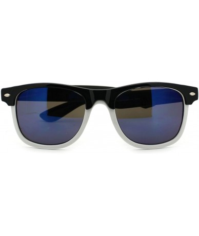 Wayfarer Multicolor Reflective Lens Square Sunglasses Colorful 2-tone Mix - Black White - CN11MQ4STIP $8.63