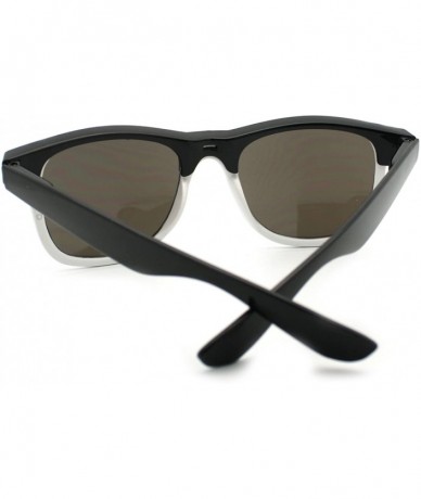 Wayfarer Multicolor Reflective Lens Square Sunglasses Colorful 2-tone Mix - Black White - CN11MQ4STIP $8.63
