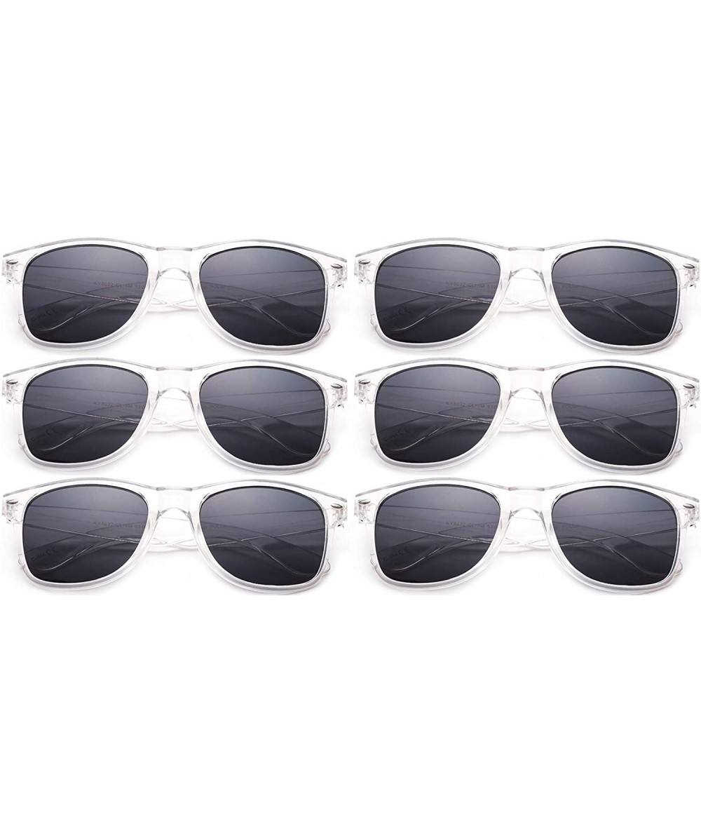 Wayfarer 80's Classic Blue Brothers Horn Rimmed Style Retro Colors Packs Vintage Retro Sunglasses (6 PACK) - 6 Pack- Clear - ...