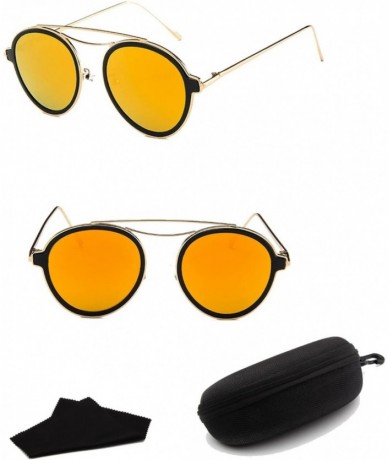 Round Men's Fashion Rhythm Retro Sunglasses Drive Polarized Glasses Men Steampunk098 (Color Orange) - Orange - CC1993WR43S $8...