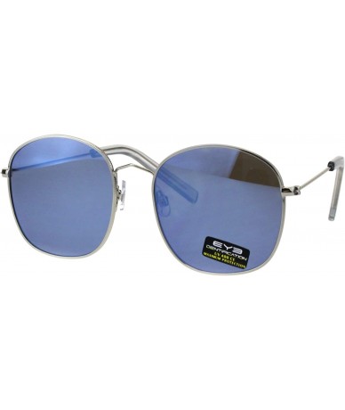 Round Vintage Fashion Sunglasses Womens Square Round Metal Frame UV 400 - Silver (Blue Mirror) - CT18ILTIWKX $11.27