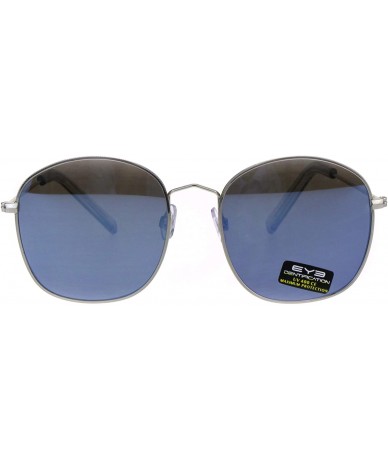 Round Vintage Fashion Sunglasses Womens Square Round Metal Frame UV 400 - Silver (Blue Mirror) - CT18ILTIWKX $11.27