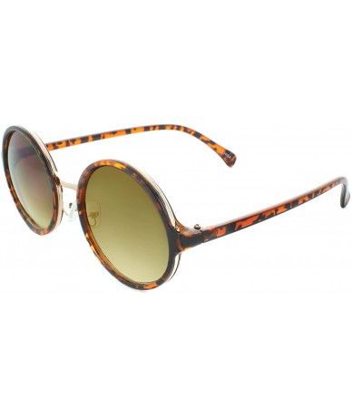 Oversized Metal Insert 50mm Round Sunglasses - Leopard-amber - CG11LQ6DAMN $22.90