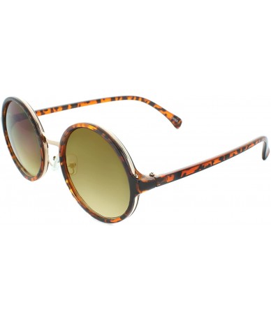 Oversized Metal Insert 50mm Round Sunglasses - Leopard-amber - CG11LQ6DAMN $7.89