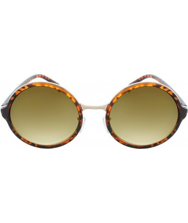 Oversized Metal Insert 50mm Round Sunglasses - Leopard-amber - CG11LQ6DAMN $7.89