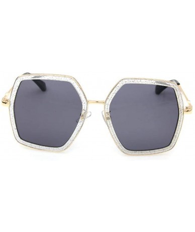 Oversized Oversized Square Sunglasses Women Vintage UV Protection irregular Brand Designer Shades - Transparent Frame Grey - ...