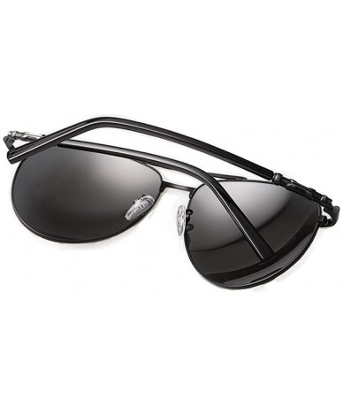 Aviator New Arrive Cylinder Bridge Aviator Lens Sunglasses For Mens - Black/Black - CA11ZIRI12V $17.05
