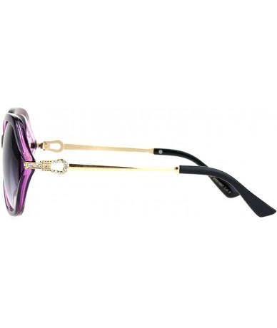 Butterfly Rhinestone Iced Hinge Side Exposed Lens Plastic Butterfly Sunglasses - Purple Smoke - CX18L92GGTG $9.59