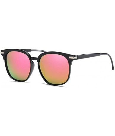 Oval Unisex Sunglasses Retro Black Drive Holiday Oval Non-Polarized UV400 - Pink - C018R6WYL07 $9.29