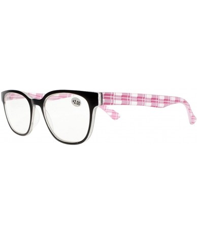 Square Stylish Readers Large Big Square Clears Lens Check Patterns Reading Glasses +1.00 ~ +4.00 - Pink - CD188N79C2C $17.74