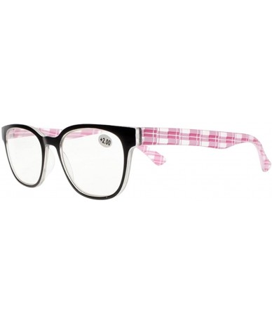 Square Stylish Readers Large Big Square Clears Lens Check Patterns Reading Glasses +1.00 ~ +4.00 - Pink - CD188N79C2C $8.75