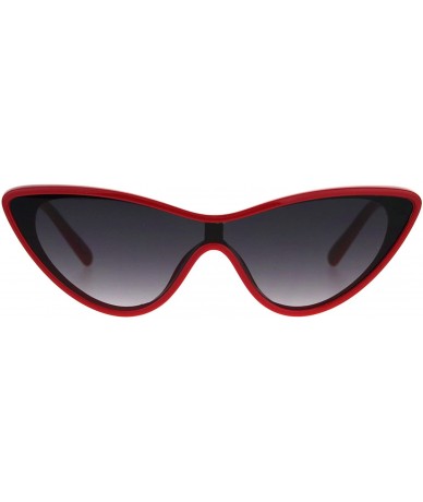 Shield Womens Cateye Sunglasses Futuristic Shield Fashion Mono Lens UV 400 - Red (Smoke) - CU18C3OWTTA $13.52