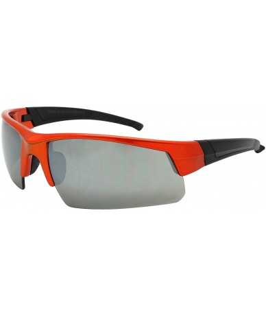 Rimless Sunglass Injection Temples Cycling Baseball - Orange+black - CD1867RDDYZ $26.69