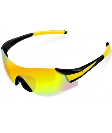Sport Polarized Sports Sunglasses UV 400 Protection for Men Women Sunglasses - Yellow Temple/Yellow Lens - C7190TL8K2E $10.48