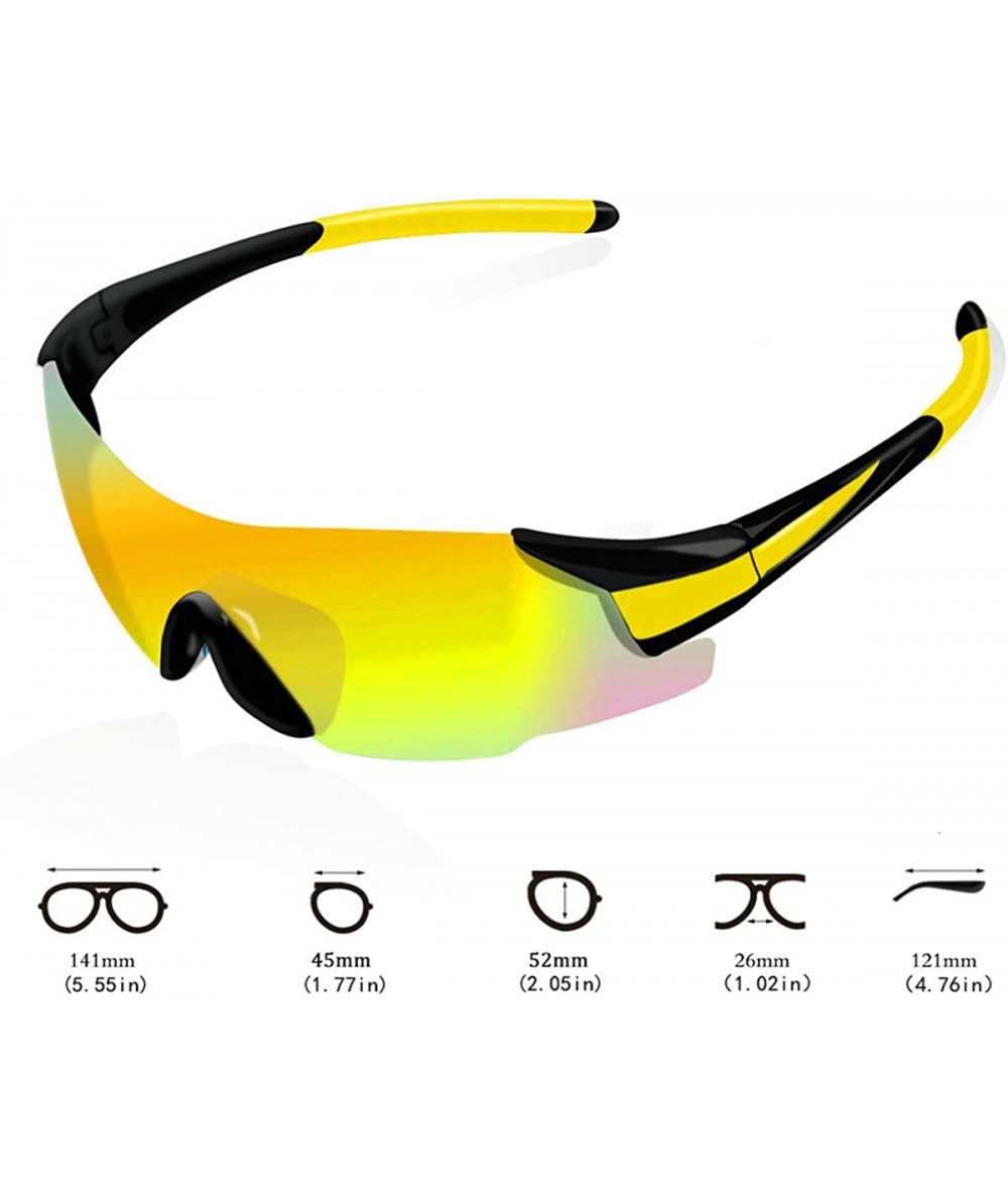 Polarized Sports Sunglasses UV 400 Protection for Men Women Sunglasses -  Yellow Temple/Yellow Lens - C7190TL8K2E
