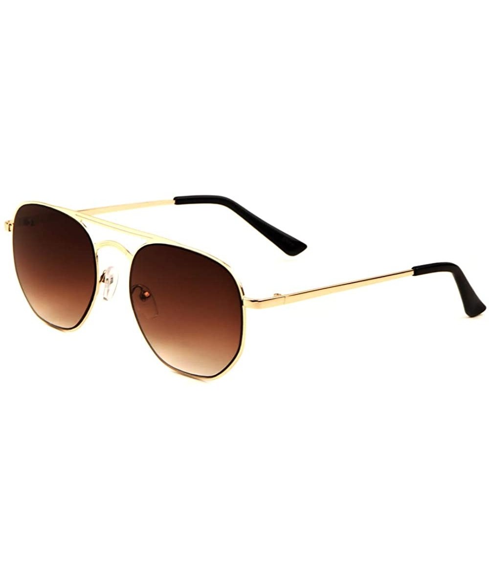 Round Round Geometric Thin Flat Metal Frame Sunglasses - Brown - CS197QOUIMH $15.58