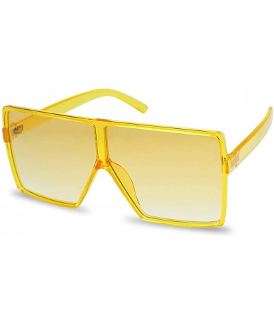 Oversized Big XL Large Oversized Super Flat Top Square Two Tone Color Fashion Sunglasses - Yellow Frame - Yellow - CX18EWX6SH...