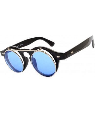 Round Steampunk Retro Gothic Vintage Colored Metal Round Circle Frame Sunglasses Colored Lens - CF186Z5QZLZ $11.75