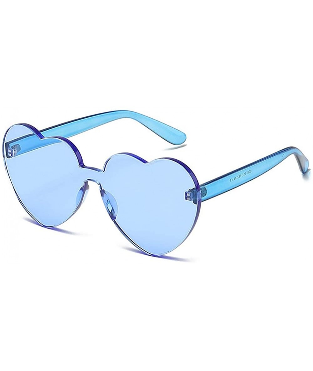 Round 1-2 Pcs One Piece Round Heart Rimless Sunglasses Transparent Oversized Eyewear - C018HDYZX7O $10.12