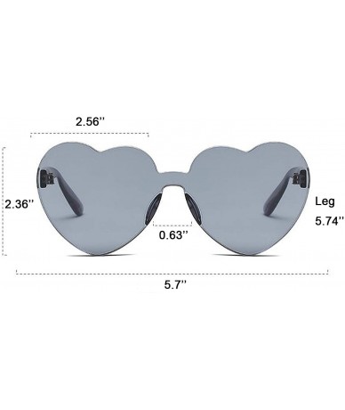 Round 1-2 Pcs One Piece Round Heart Rimless Sunglasses Transparent Oversized Eyewear - C018HDYZX7O $10.12