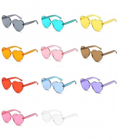 Round 1-2 Pcs One Piece Round Heart Rimless Sunglasses Transparent Oversized Eyewear - C018HDYZX7O $10.12