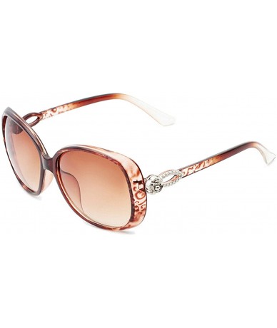 Semi-rimless Retro Classic Teardrop Flower Sunglasses for Women Plate Resin UV400 Sunglasses - Brown(pattern) - C318T2U86AO $...