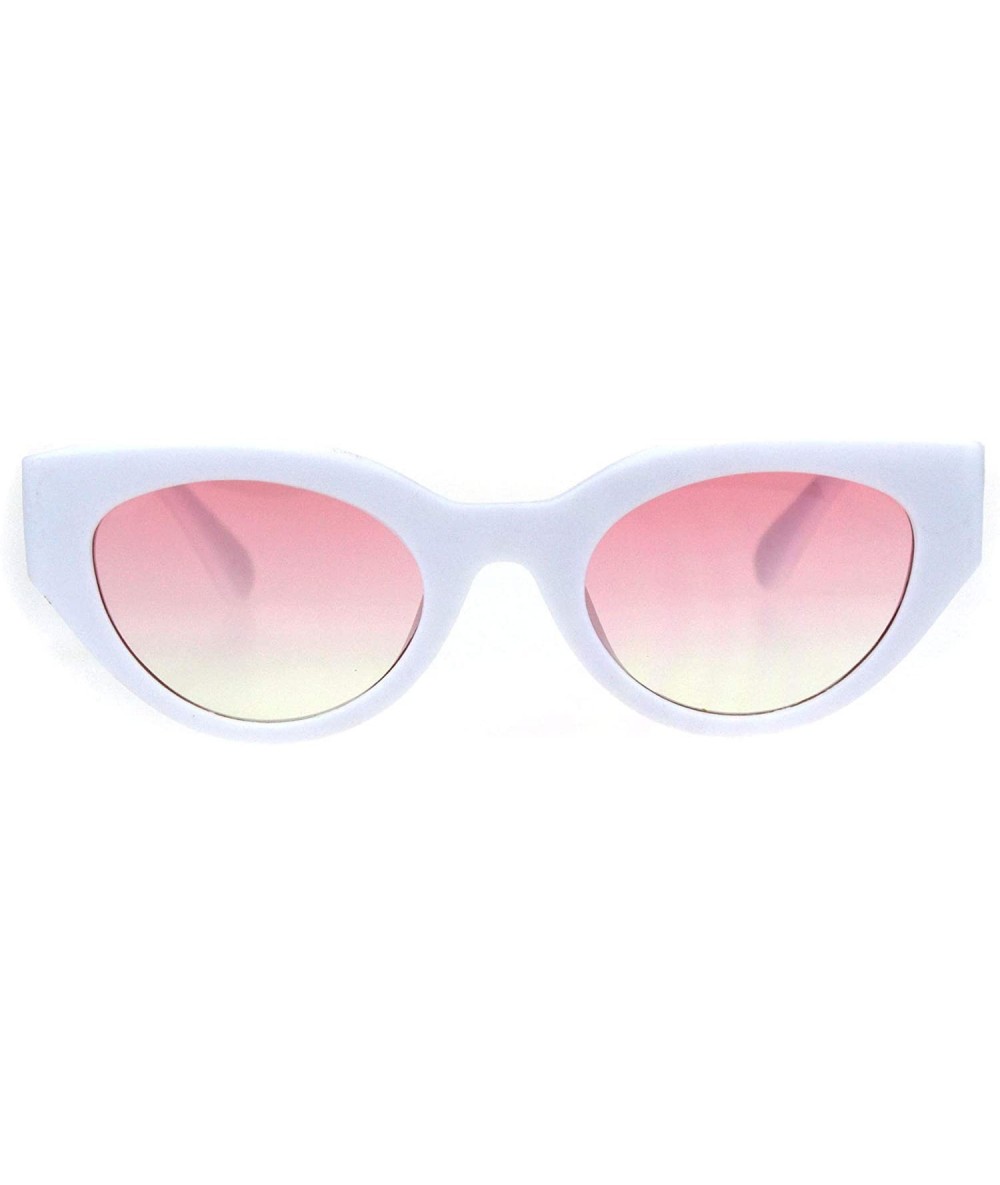 Cat Eye Womens Mod Thick Plastic Fashion Cat Eye Sunglasses - White Pink Yellow - CK18HIAQDAA $18.48