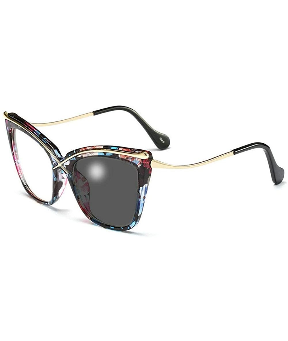 Oversized Myopia Photochromic Sunglasses Women Vintage Oversized Floral Frame Nearsighted Optical Glasses - C418AOWZEGI $18.42