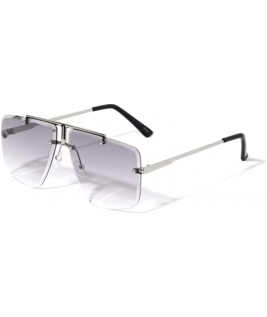Rimless Luxury Square Rimless Aviator Sunglasses - Silver & Black Frame - CD197XRAQAC $10.97