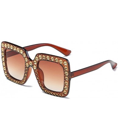 Square Women Sunglasses Crystal Brand Designer Oversized Square Sunglasses - C8 - CM18CNXX5AY $18.54