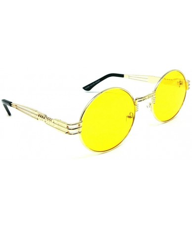 Round Oversized Round Classic Oval Luxury Steampunk Lennon Sunglasses - Gold Metallic Frame - C8192WT29WN $20.65
