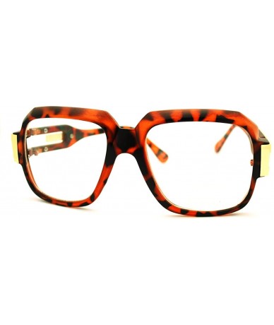Square Oversized Square Eyeglasses Super Thick Bulky Clear Lens Fashion Wear - Matte Tort Gold - CD11DOFYNXP $11.60