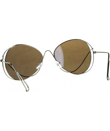 Butterfly Womens Mirrored Lens Runway Wire Rim Butterfly Sunglasses - Blue - C118CSEGRD9 $22.60