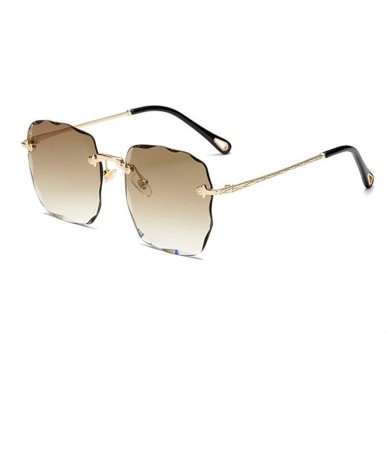 Square Trendy Square Rimless Sunglasses Women Frameless Shades UV Protection - C5 - CY190O5288E $18.73