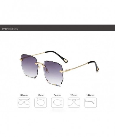 Square Trendy Square Rimless Sunglasses Women Frameless Shades UV Protection - C5 - CY190O5288E $8.76