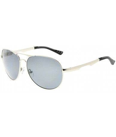 Rectangular Pilot Style Polycarbonate Lens Polarized Metal Frame Spring Hinges Sunglasses - Silver/Grey Lens - CL186L9TGEG $6...