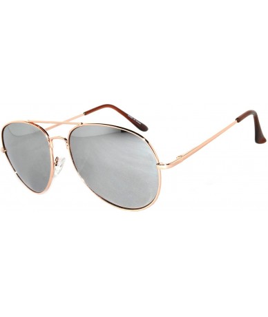 Aviator Classic Aviator Sunglasses Mirror Lens Colored Metal Frame with Spring Hinge - Gold_silver_mirror_lens - C91223Q23RD ...