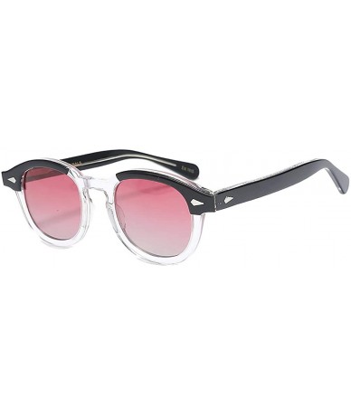 Oval Johnny Depp Tony Stark Oval Sunglasses Fashion Men Women Vintage Sunglasses Transparent Sunglasses Gradation Lens - C918...