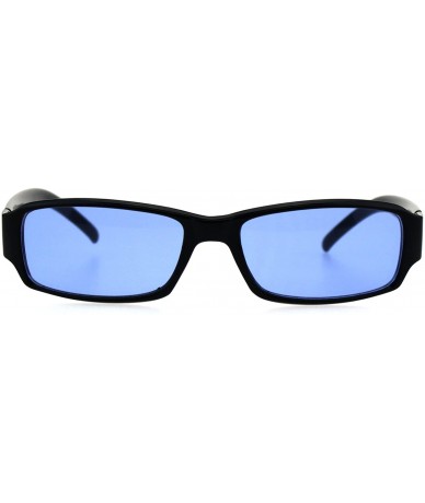 Rectangular Classic Pimp Pop Color Lens Plastic Rectangular Sunglasses - Black Blue - CX18G7S3QYN $17.86