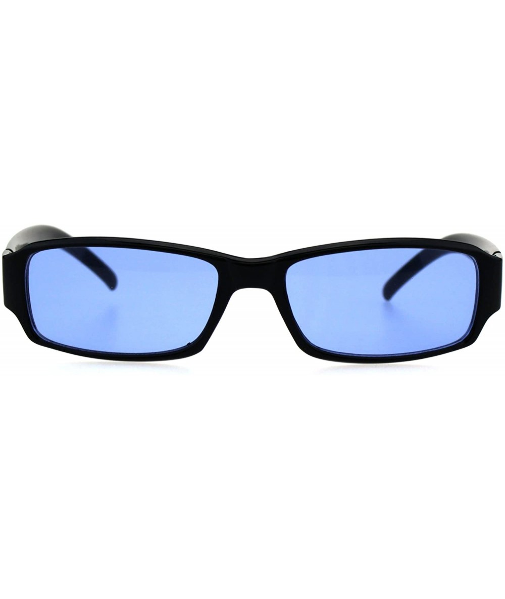 Rectangular Classic Pimp Pop Color Lens Plastic Rectangular Sunglasses - Black Blue - CX18G7S3QYN $11.26