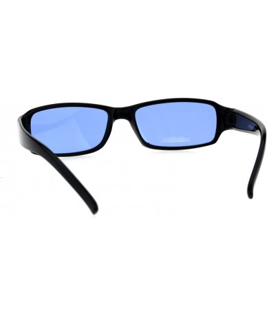 Rectangular Classic Pimp Pop Color Lens Plastic Rectangular Sunglasses - Black Blue - CX18G7S3QYN $11.26