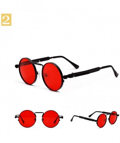 Square Vintage Steampunk Red Sunglasses Men Round Punk Metal Retro Sun Glasses Women - Red - CN199LD4LQM $9.98