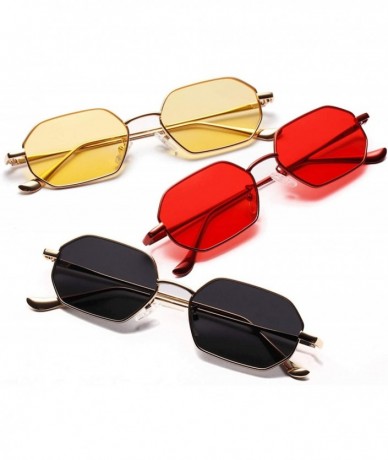 Oversized Small Rectangle Sunglasses Men 2019 Metal Frame Polygon Women Red Lens Sun Glasses Gold Unisex Uv400 - CV197Y6WTS6 ...