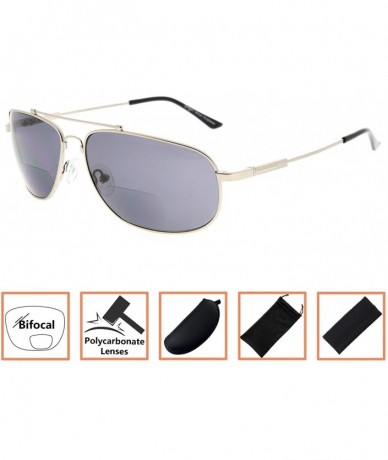 Wayfarer Memory Bifocal Sunglasses Flexible SUNSHINE READERS For Men And Women - Silver-grey-lens - CR18N6KCAT7 $10.53