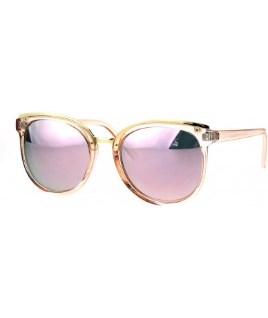 Cat Eye Womens Metal Brow Round Horned Cat Eye Goth Chic Diva Sunglasses - Pink Pink Mirror - CX184M709U2 $12.42