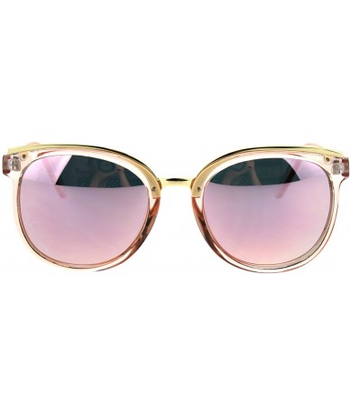 Cat Eye Womens Metal Brow Round Horned Cat Eye Goth Chic Diva Sunglasses - Pink Pink Mirror - CX184M709U2 $12.42