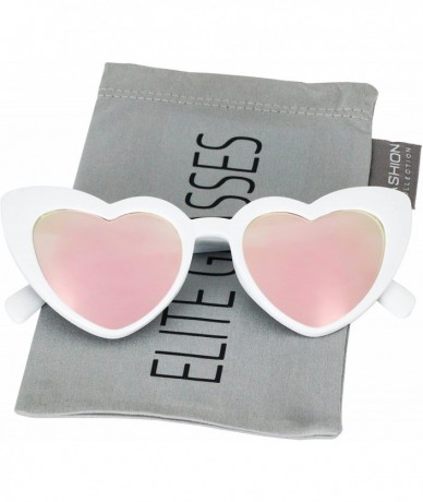 Sport Fashion Love Heart Shaped Sunglasses For Women Girls Hippie Party Shade Sunglasses - White / Pink Mirror - C9180SQZ5AI ...
