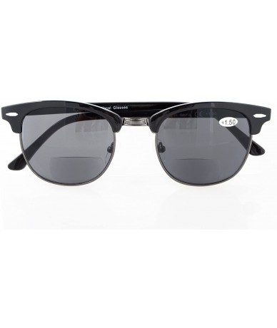 Round Mens Womens Semi-Rimless Bifocal Sunglasses - Grey - CX180N4HXQX $10.81