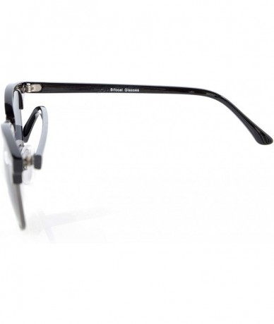 Round Mens Womens Semi-Rimless Bifocal Sunglasses - Grey - CX180N4HXQX $10.81